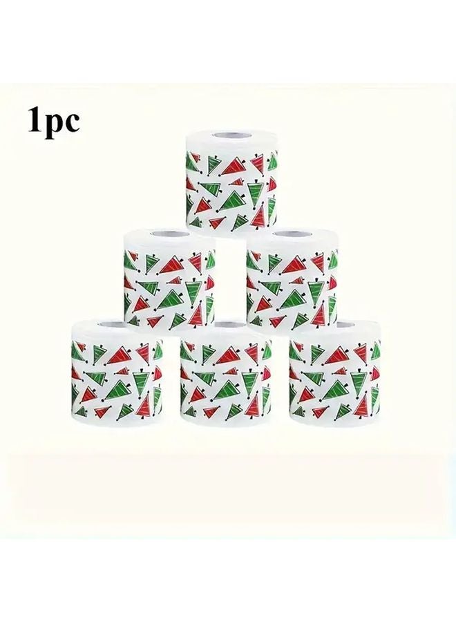 ورق تواليت بتصميم أشجار الكريسماس ناعم ومزخرف بملمس بارز لتزيين حفلات العطلات - Image 1