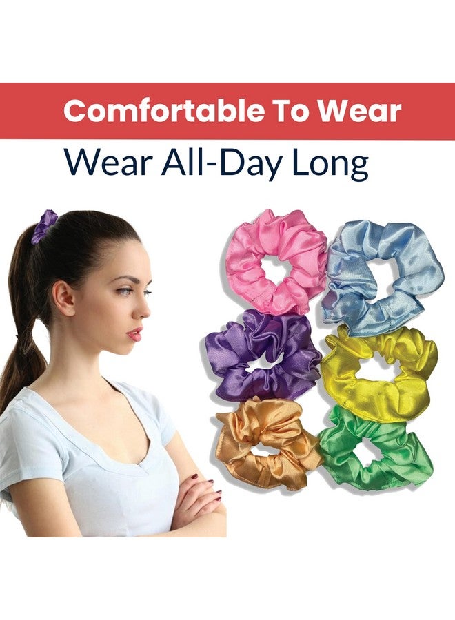 TEMPERIA (6 pcs) Silk Satin Scrunchies For Women & Girls - Stylish Luxury Ponytail Rubber Band Ties for Hair - Light Colours Same As Shown (MN02) - Image 4
