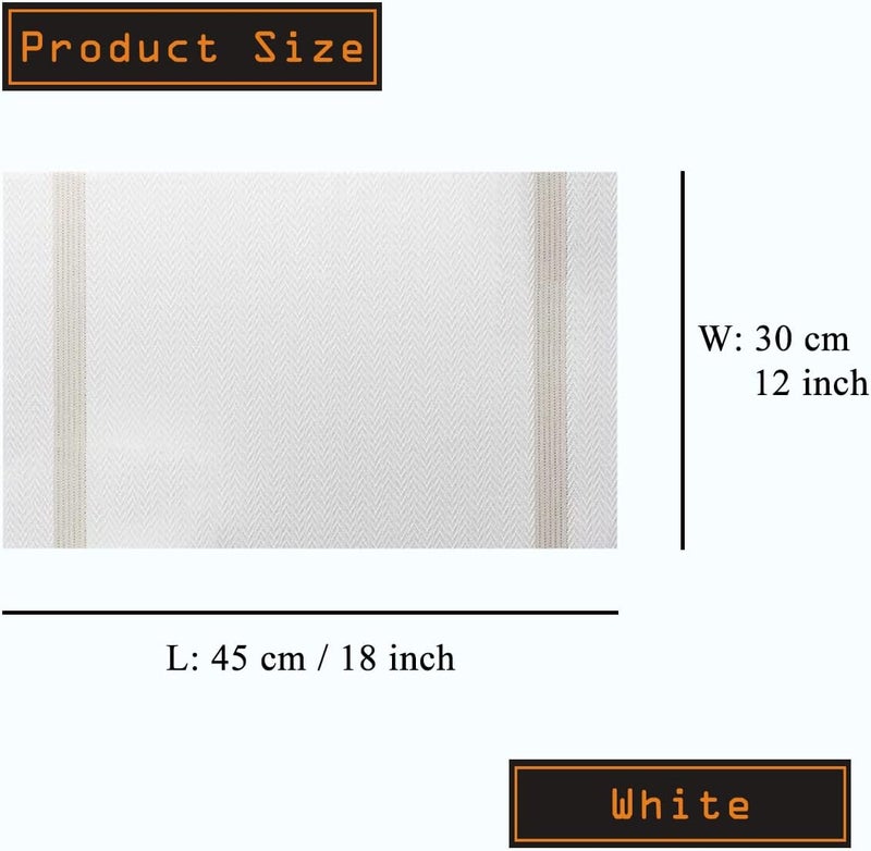 pigchcy Placemats Set of 4, Luxurious Elegant Placemats Non-Slip Washable Durable Table Mats for Home/Dining Room Decoration (White,18 X 12 inches) - Image 2
