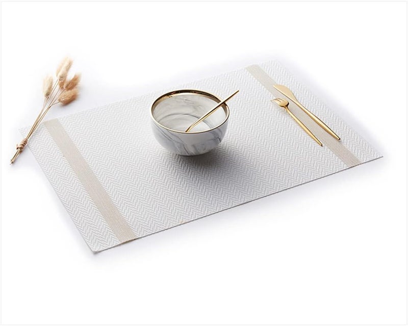 pigchcy Placemats Set of 4, Luxurious Elegant Placemats Non-Slip Washable Durable Table Mats for Home/Dining Room Decoration (White,18 X 12 inches) - Image 3