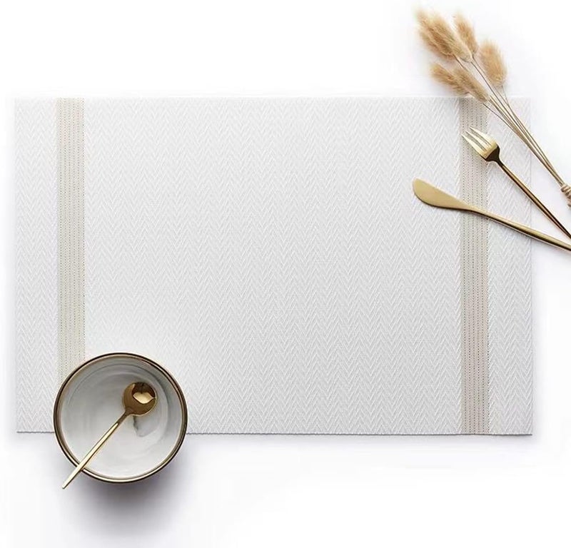 pigchcy Placemats Set of 4, Luxurious Elegant Placemats Non-Slip Washable Durable Table Mats for Home/Dining Room Decoration (White,18 X 12 inches) - Image 4