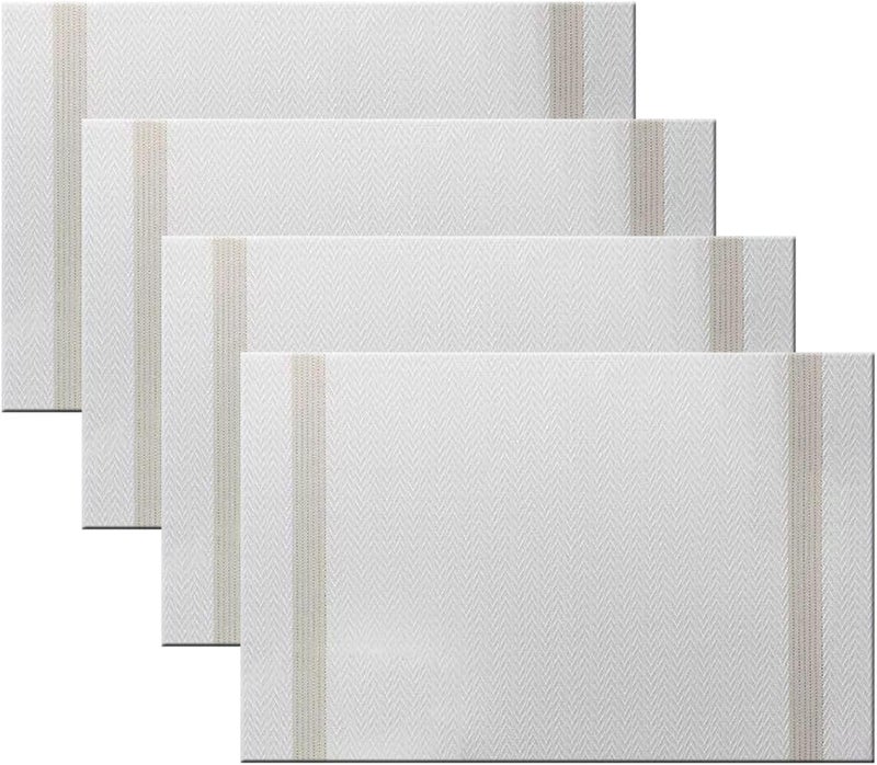 pigchcy Placemats Set of 4, Luxurious Elegant Placemats Non-Slip Washable Durable Table Mats for Home/Dining Room Decoration (White,18 X 12 inches) - Image 1