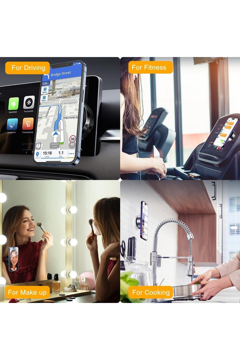 Electric Vacuum Magnetic Suction Phone Mount – 360° Rotatable Car Phone Holder with Strong Suction for Car, Shower, Gym, Mirror & Smooth Surfaces – Compatible with MagSafe iPhone & Android - Image 4