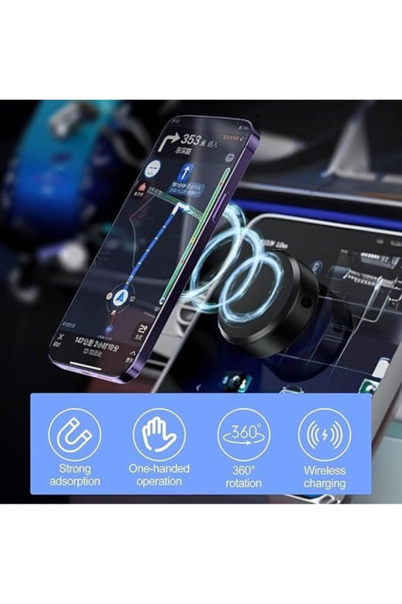 Vacuum Magnetic Suction Cup Phone Mount – 360° Adjustable Electric Strong MagSafe Compatible Car Phone Holder for Dashboard, Windshield, Gym, Mirror & All Smooth Surfaces - Image 2