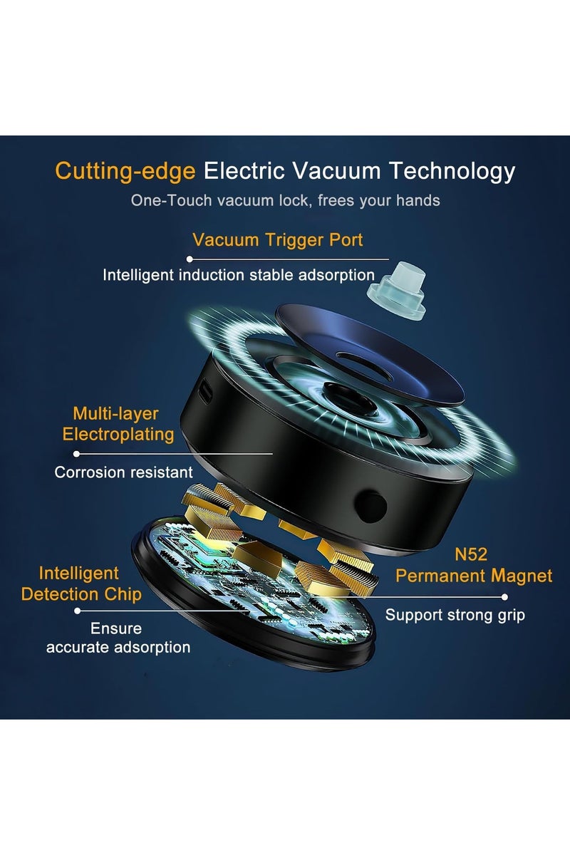 Vacuum Magnetic Suction Cup Phone Mount – 360° Adjustable Electric Strong MagSafe Compatible Car Phone Holder for Dashboard, Windshield, Gym, Mirror & All Smooth Surfaces - Image 5