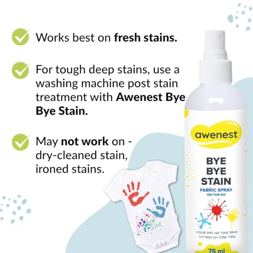 awenest Bye Bye Food Stain & Bye Bye Doodle Combo | Fabric Stain Remover + Wall Scribble Cleaner | Removes Food, Oil, Ink, Crayon, Pencil, Sketch & Acrylic Marks | Safe, Plant-Based Cleaning Sprays - Image 5