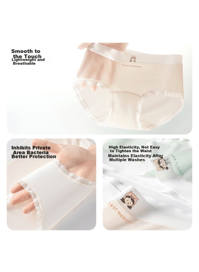 Red Bean Hodo Girls' Ice Silk Comfortable Breathable Developmental Period Triangle Underwear Summer Thin Antibacterial Seamless 4-pack - Image 3