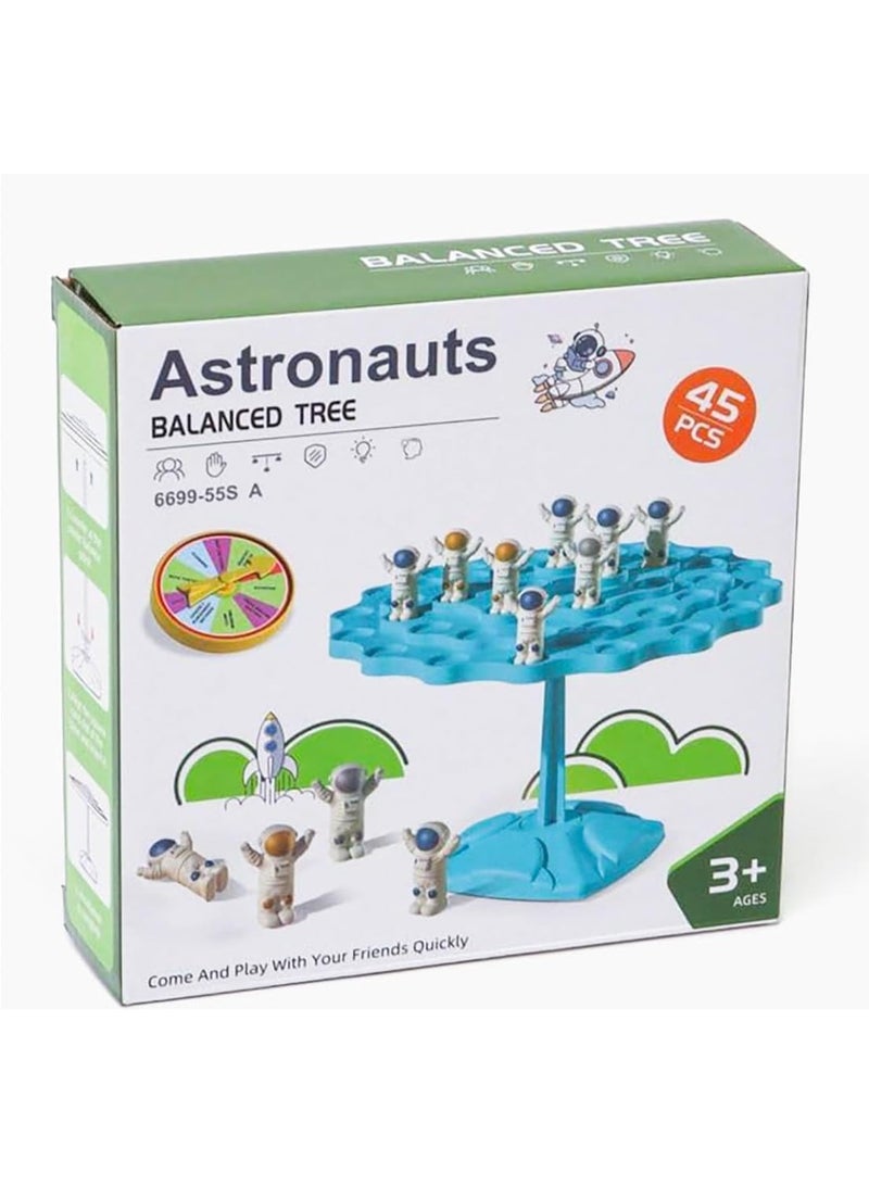 لعبة رواد الفضاء التعليمية للتوازن، 45 قطعة، مناسبة للأطفال من عمر 3 سنوات، لوحة زرقاء مع رواد الفضاء، ألعاب تنمية الذكاء والمهارات - Image 1