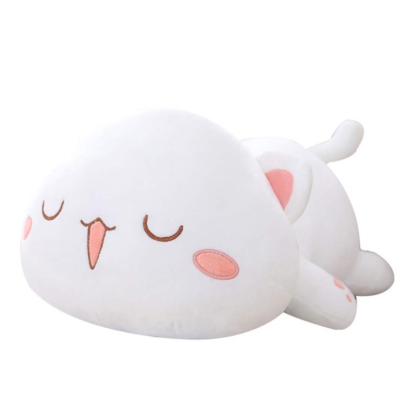 Jensquaify Cat Stuffed Animals  Soft Cat Plush Pillow Kawaii Kitten Stuffed Animal Toy Gifts for Kids (White Squint Eyes  19.6"") - Image 1