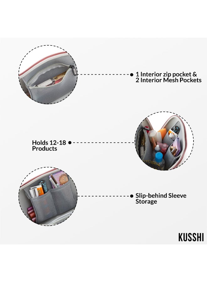 KUSSHI Neoprene Makeup Bag Washable Makeup Bag for Stress Free Travel MauveStone - Image 4