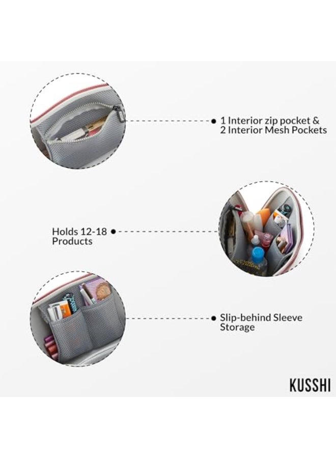 KUSSHI Neoprene Makeup Bag Washable Makeup Bag for Stress Free Travel MauveStone - Image 3