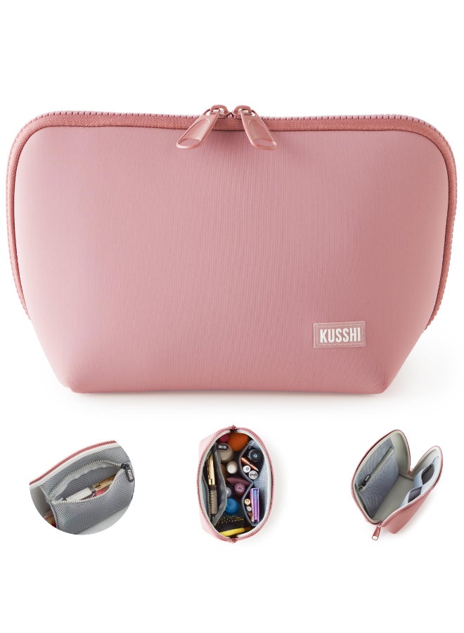 KUSSHI Neoprene Makeup Bag Washable Makeup Bag for Stress Free Travel MauveStone - Image 2
