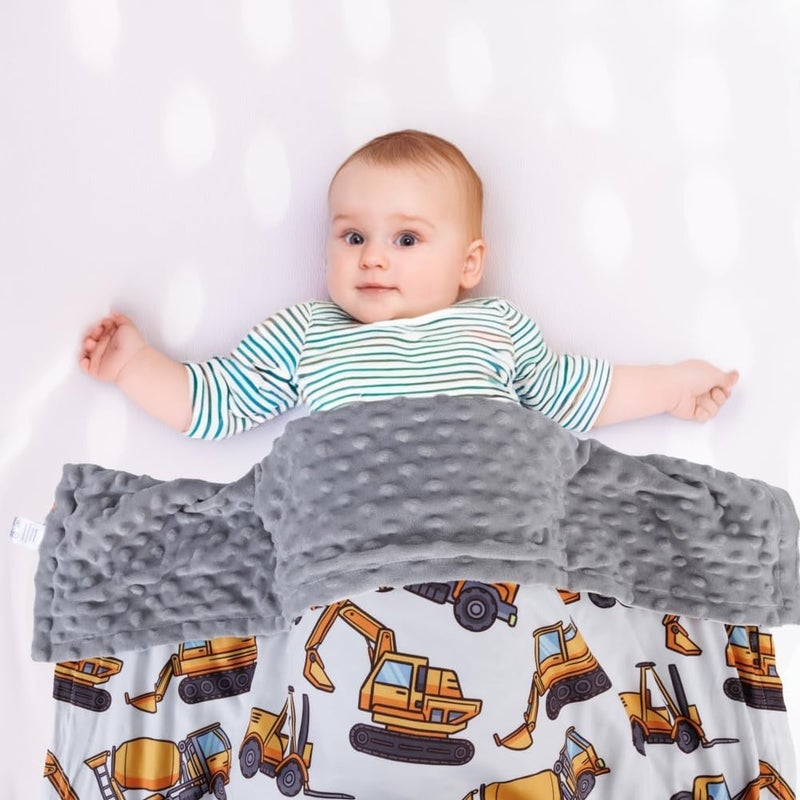 FIGEPO New Born Baby Boy Double Layer Fuzzy Nursery Toddler Blanket  Soft Minky Daycare With Dotted Backing for Baby Shower Birthday Gift  30 x 40 Inch Construction 1 - Image 3