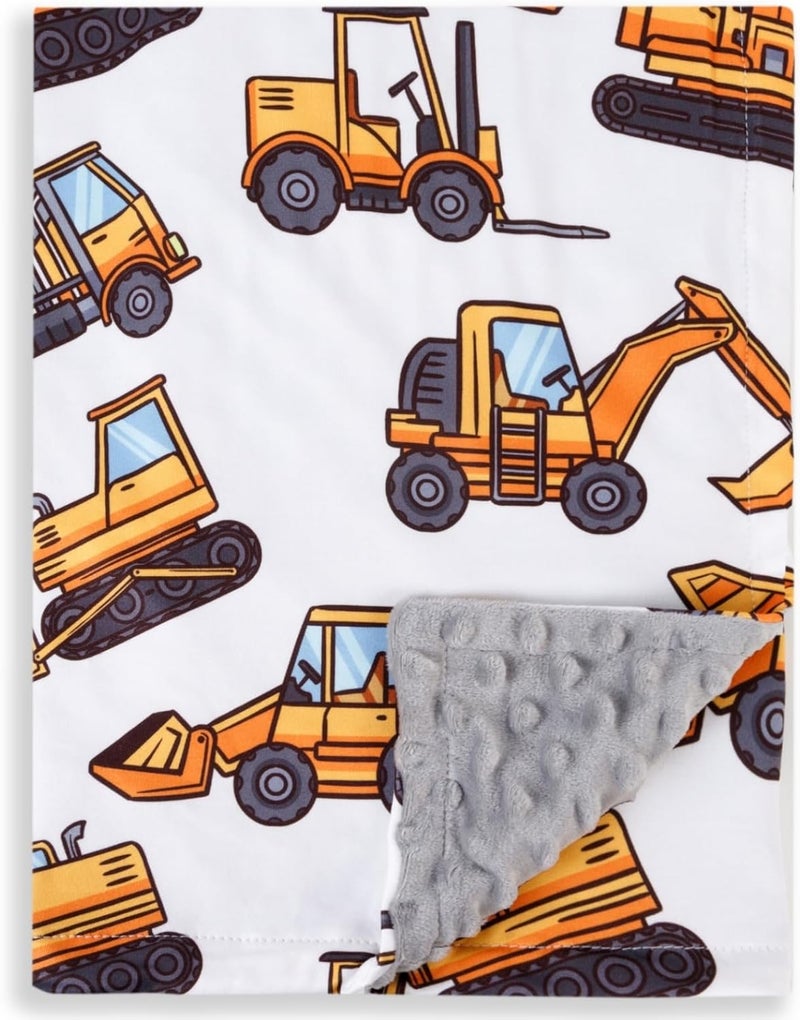 FIGEPO New Born Baby Boy Double Layer Fuzzy Nursery Toddler Blanket  Soft Minky Daycare With Dotted Backing for Baby Shower Birthday Gift  30 x 40 Inch Construction 1 - Image 1