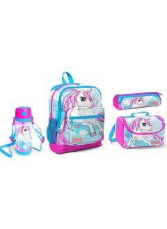 CORAL HIGH Unicorn Patterned Nutrition School Bag Pen Holder + Steel Thermos  - Image 1