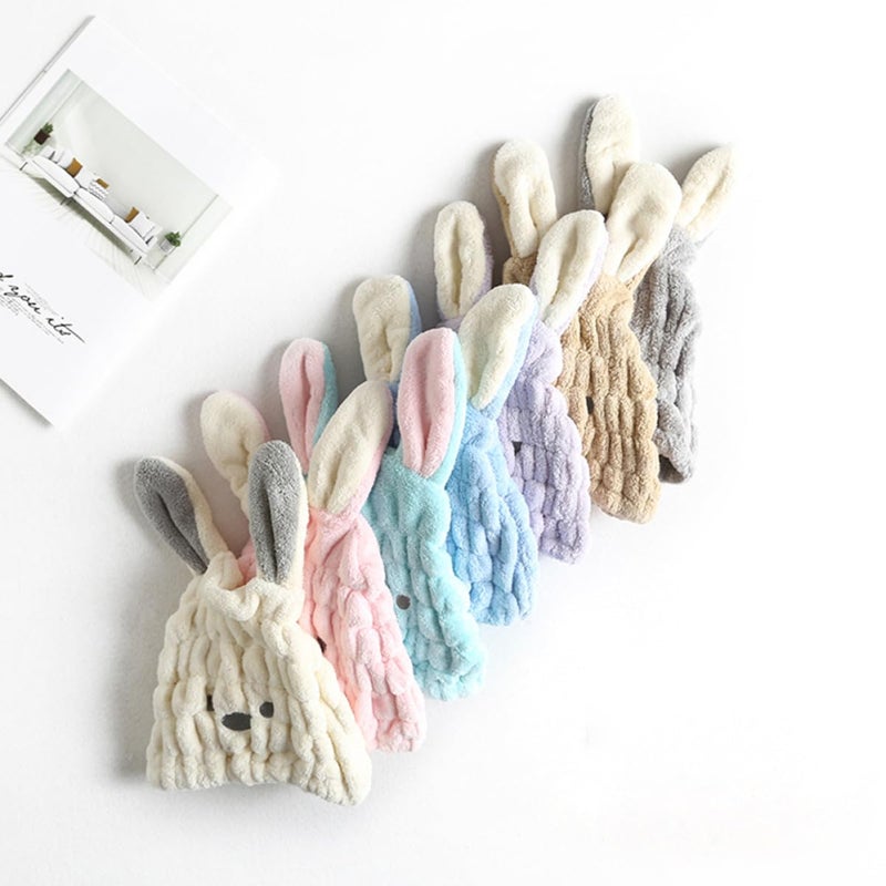 Cartoon Rabbit Hair Drying Cap Thickened Microfiber Towel For Quick Dry Absorbent Random Color - Image 3