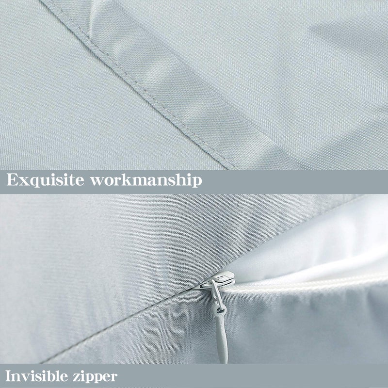 NTBAY Zippered Satin Pillow Cases for Hair and Skin, Luxury King Hidden Zipper Pillowcases Set of 2, 20x36 Inches, Grey - Image 3