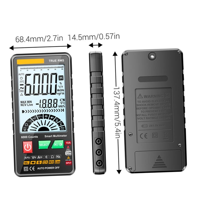 Digital Multimeter AC DC Voltage Tester with Temperature Frequency Resistance Non Contact Voltage Detection - Image 3