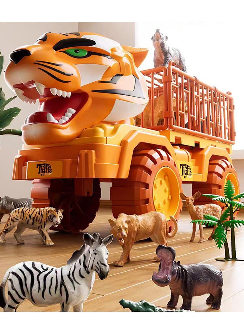 Tiger Truck Toys for Kids with Animal Toys Playset,Tiger Toy Trucks for Boys,Large Tiger Carrier Truck,Animal Transport Vehicle - Image 4