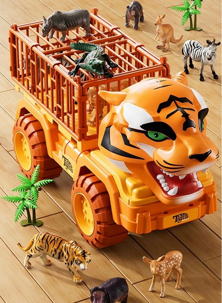 Tiger Truck Toys for Kids with Animal Toys Playset,Tiger Toy Trucks for Boys,Large Tiger Carrier Truck,Animal Transport Vehicle - Image 2