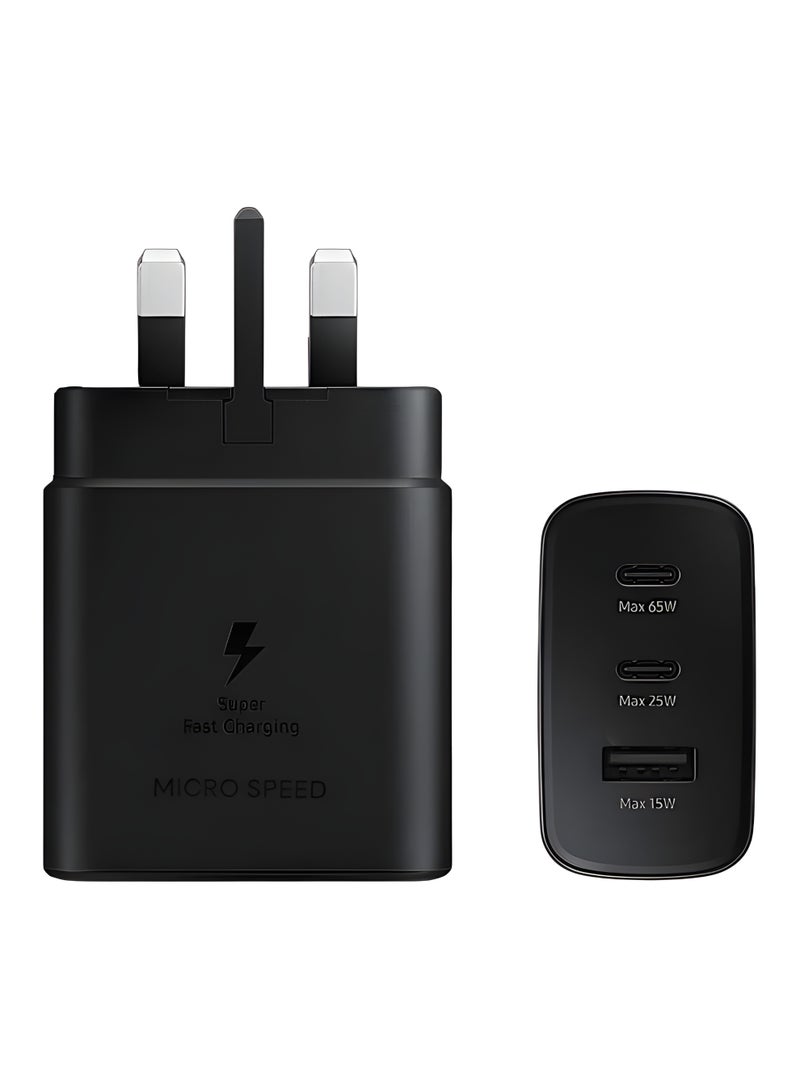 micro speed 65W Super Fast Smart USB-C Fast Charger with 3 Ports & USB-C to USB-C Cable – Compact GaN Adapter for Phones, Laptops & Tablets - Image 2