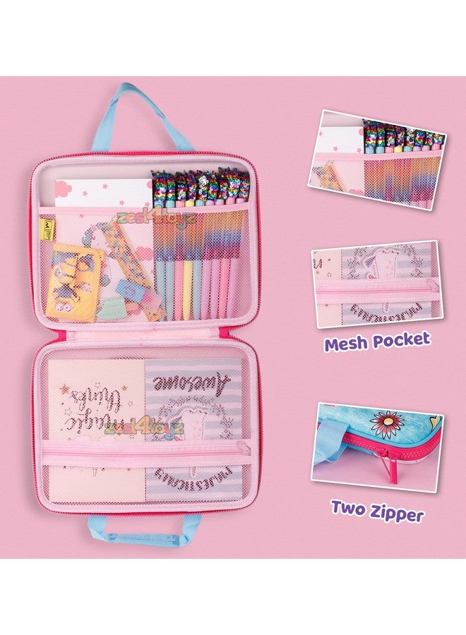 Zest 4 Toyz Zest 4 Toyz Ethylene Vinyl Acetate (Eva) Pencil Case For Boys 3D Embossed Design Large Capacity Stationary Organizer With Compartments Pen & Pencil Pouch Bag Case For School Supplies (Pink)  - Image 4