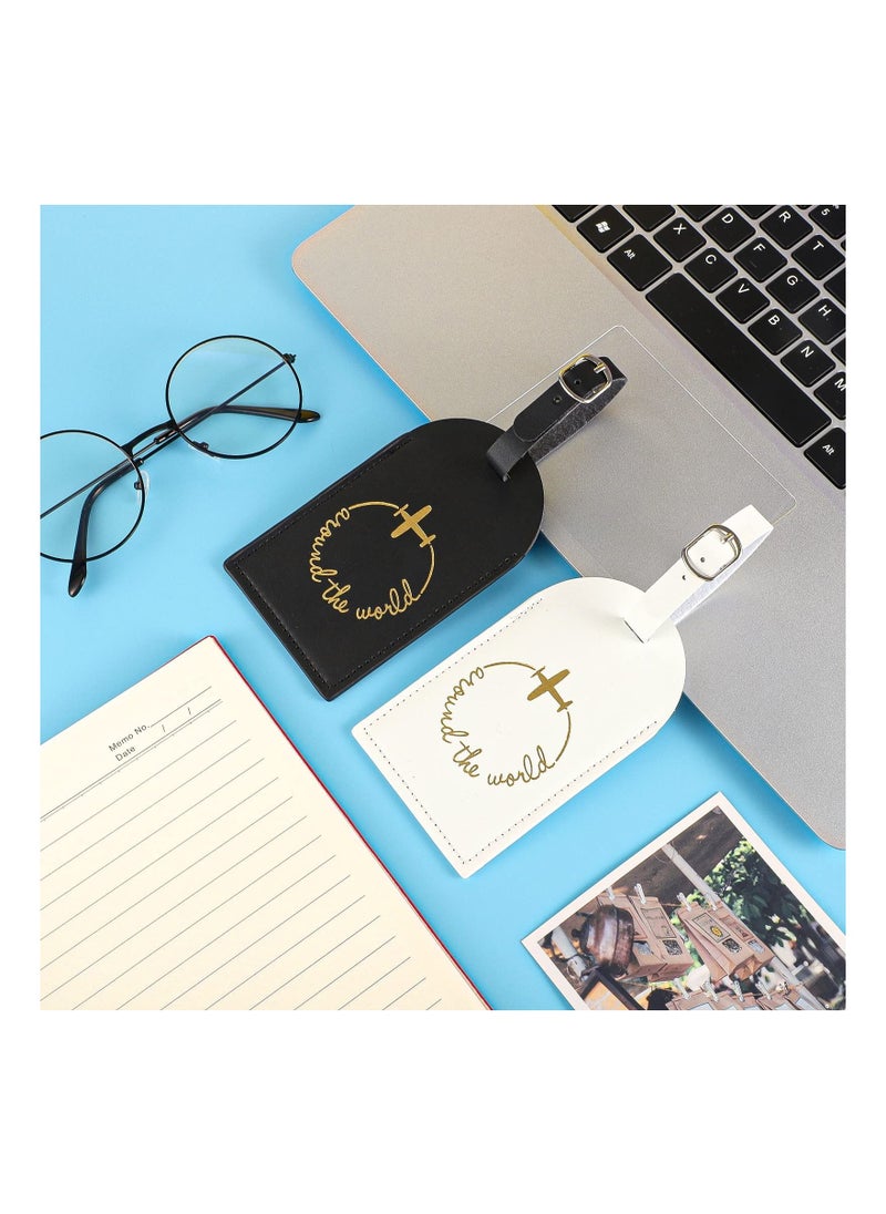 Y&D 2 Pcs Luggage Tags with Name ID Card, PU Labels for Suitcases, Travel Bag Suitcase Privacy Protection Personalized Baggage  - Image 4