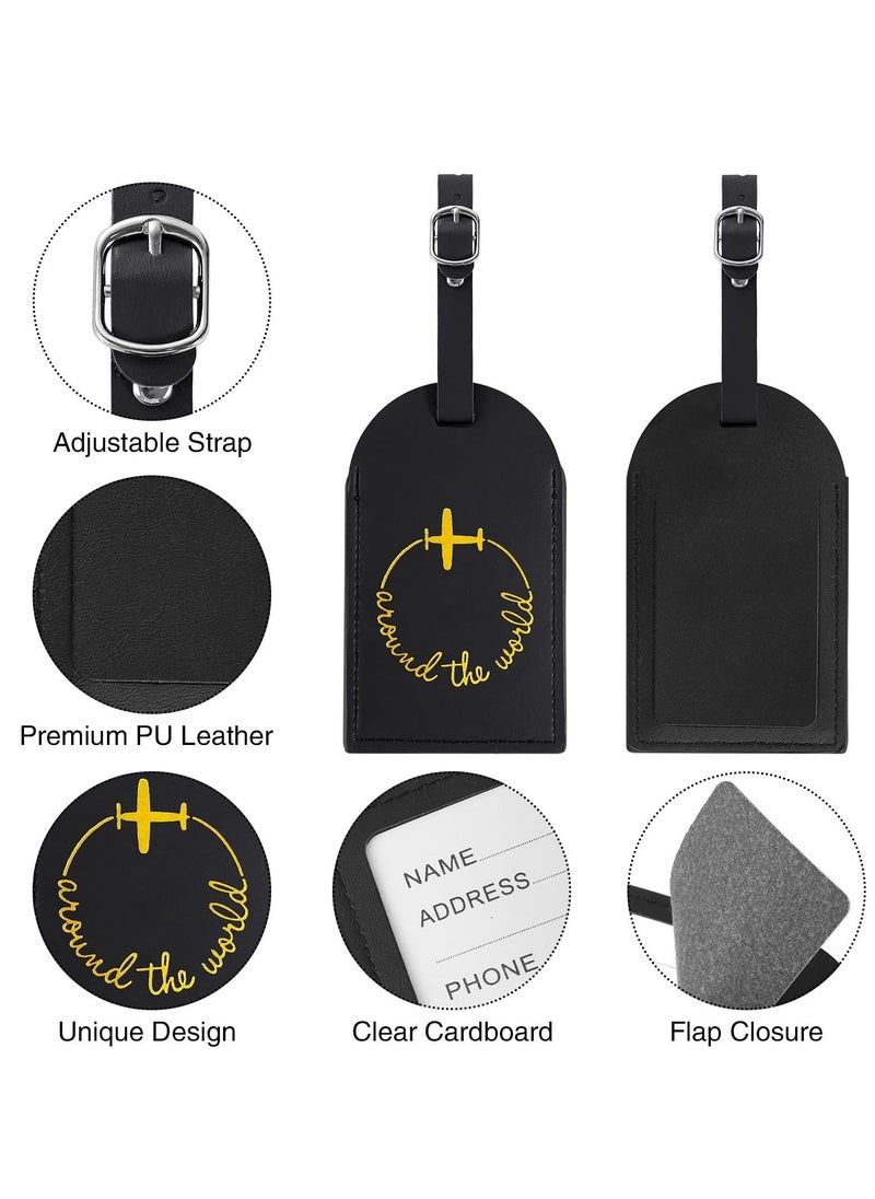 Y&D 2 Pcs Luggage Tags with Name ID Card, PU Labels for Suitcases, Travel Bag Suitcase Privacy Protection Personalized Baggage  - Image 3