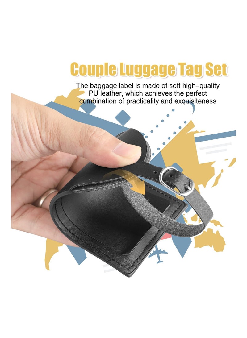 Y&D 2 Pcs Luggage Tags with Name ID Card, PU Labels for Suitcases, Travel Bag Suitcase Privacy Protection Personalized Baggage  - Image 2