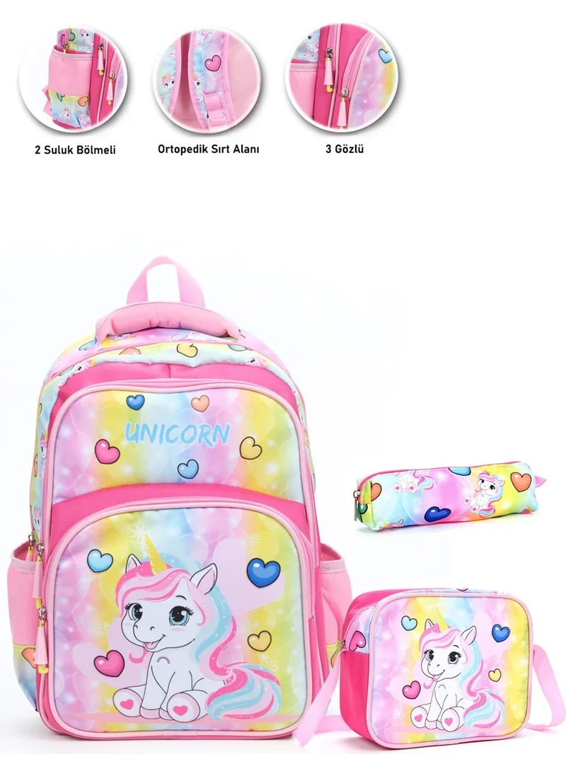 Masho Trend Soft Unicorn School Bag + Lunch Box + Pencil Case + Girls Backpack Sling Bag