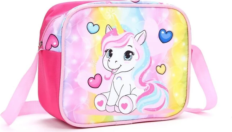 Masho Trend Soft Unicorn School Bag + Lunch Box + Pencil Case + Girls Backpack Sling Bag