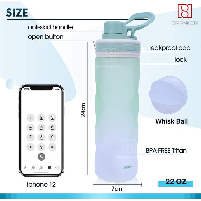 Spanker Eayso Leakproof Water Bottle with Shaker Ball 650 ML BPA Free Fitness Bottle Green SSTP - Image 5