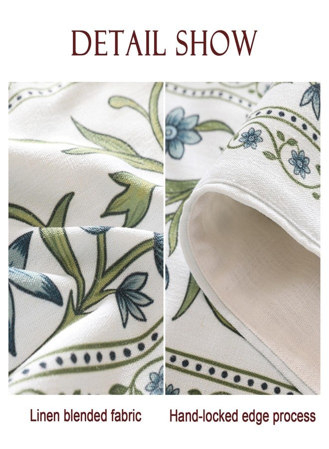 ISAENNE Designer Elegant Linen Table Runner 71 Inches, Vintage Blue Floral Pattern Table Runners for Dining Tables,Decoration for Kitchen,Parties,Thanksgiving,Christmas,New Year,12"x71" - Image 4