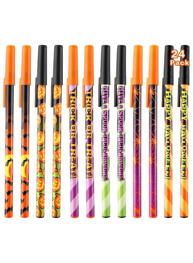 Sunshane 24 Pieces Halloween Pens Spider Bat Pumpkin Stick Pens Holiday Ballpoint Pens For Halloween Home Decor Party Gift School Office Use - Image 1