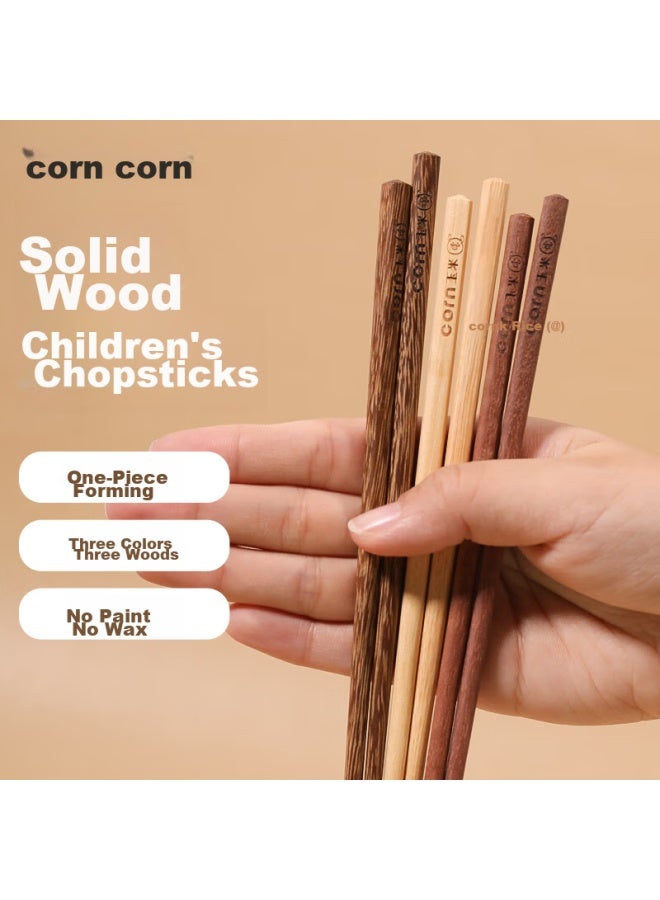 Corn Children's Chopsticks, Household Unvarnished Unwaxed Wooden Short Chopsticks For Kids, Kindergarten-specific Baby Learning Chopsticks - Image 1