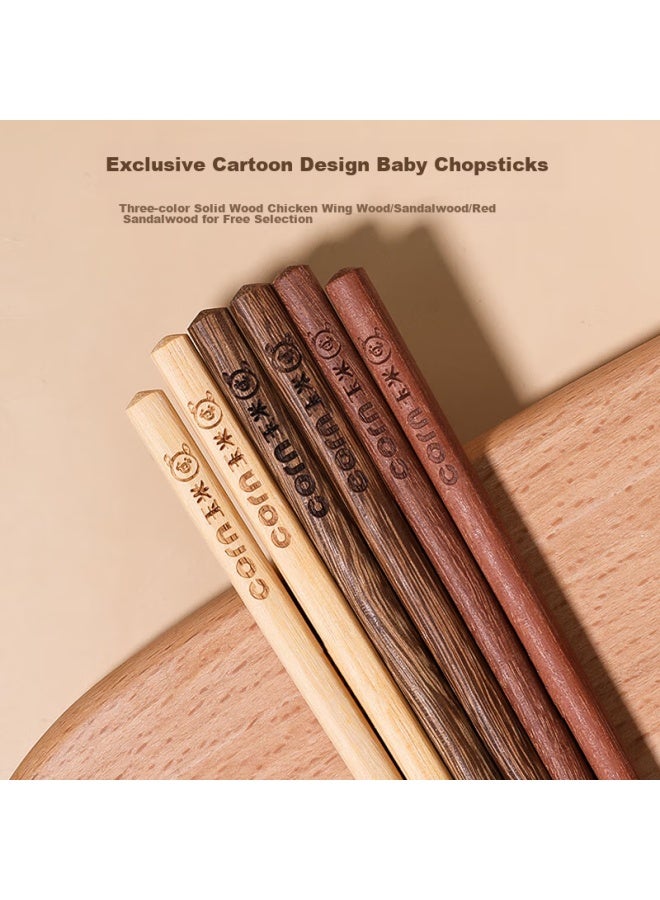 Corn Children's Chopsticks, Household Unvarnished Unwaxed Wooden Short Chopsticks For Kids, Kindergarten-specific Baby Learning Chopsticks - Image 3