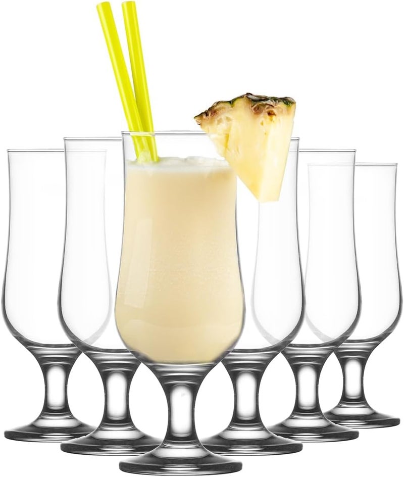 HUNGYAN Tall Cocktail Glasses Premium Hurricane Cocktail Tall Glass Set 350 ml Set of 6 Hurricane Mojito Glass Crystal Water Drinking Glass Set 6 - Image 1