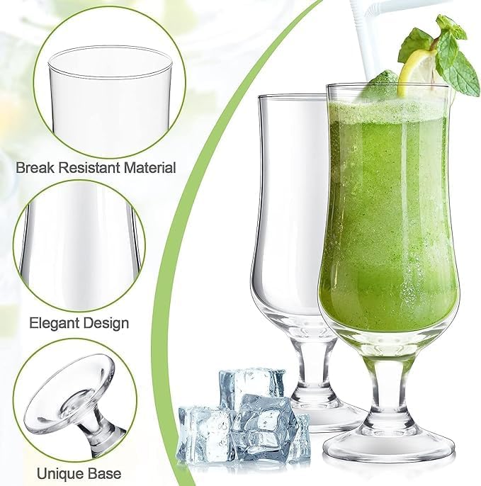 HUNGYAN Tall Cocktail Glasses Premium Hurricane Cocktail Tall Glass Set 350 ml Set of 6 Hurricane Mojito Glass Crystal Water Drinking Glass Set 6 - Image 3
