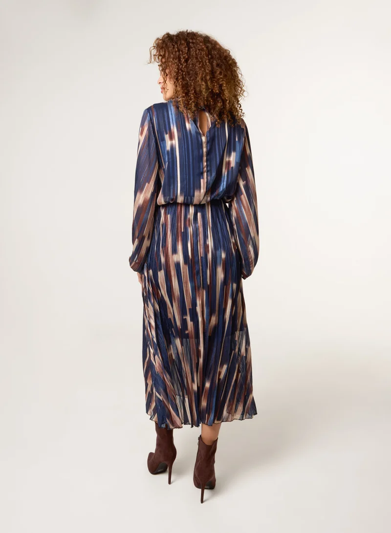 بلو فانيلا High Neck Printed Dress With Elasticated Waist