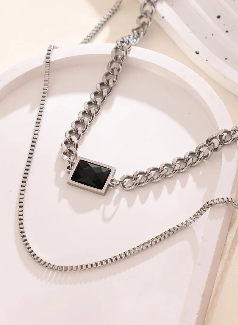 Layered Chain Pendant Necklace