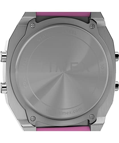 TIMEX ساعة تيمكس يونيكس T80 ستيل 36 مم - حزام بنفسجي قرص رقمي علبة من الفولاذ المقاوم للصدأ - Image 4