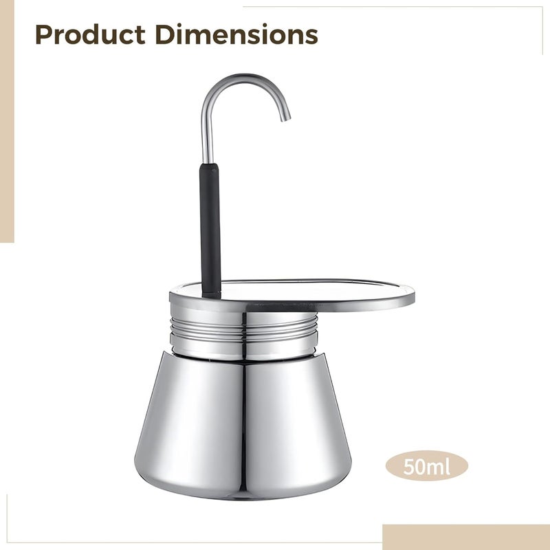 Stainless Steel Espresso Maker, Moka Pot for Stovetop Brewing, Thick-Walled, Single Spout Italian Coffee Maker for Rich Crema - Image 2