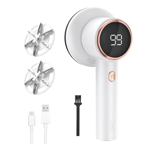 TEKI Fabric Shaver Lint Remover for Clothes with 2 Speeds Digital Display 6 Leaf Blades USB Rechargeable Sweater Defuzzer to Remove Pilling Fuzz Ball for Furniture Couch Coat - Image 2
