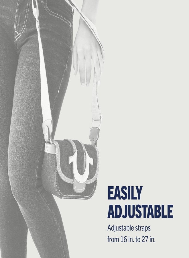 True Religion Women's Crossbody Bag, Denim Mini Flap Adjustable Shoulder Purse Handbag with Horseshoe Logo, Light Blue - Image 4