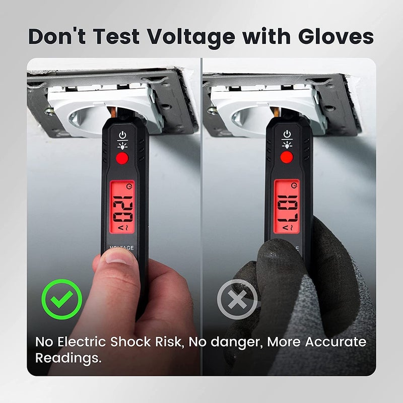 مُختبر الجهد SYOSI، 12V-300V قلم جهد غير تلامسي وتلامسي مع NCV، مُختبر أسلاك الجهد الكهربائي مع شاشة LCD جرس، منبه كاشف نقطة انقطاع السلك - Image 2