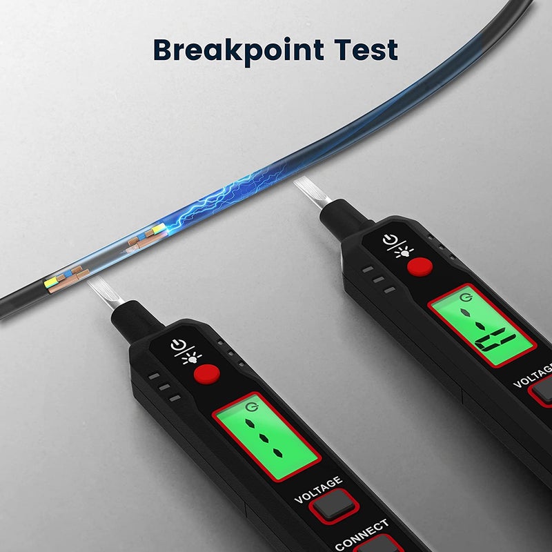 مُختبر الجهد SYOSI، 12V-300V قلم جهد غير تلامسي وتلامسي مع NCV، مُختبر أسلاك الجهد الكهربائي مع شاشة LCD جرس، منبه كاشف نقطة انقطاع السلك - Image 5