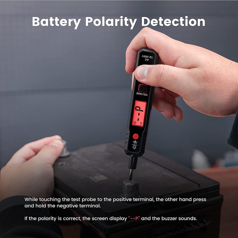 مُختبر الجهد SYOSI، 12V-300V قلم جهد غير تلامسي وتلامسي مع NCV، مُختبر أسلاك الجهد الكهربائي مع شاشة LCD جرس، منبه كاشف نقطة انقطاع السلك - Image 4