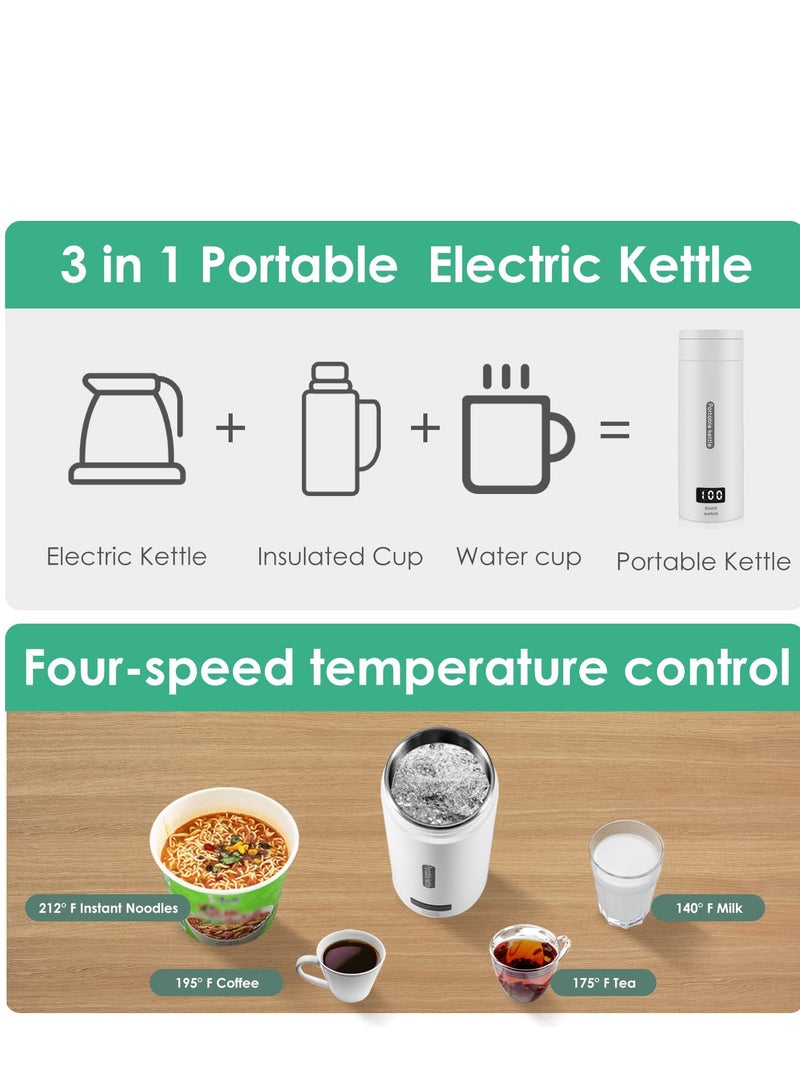 SYOSI Portable Small Electric Kettle,380ML Mini Travel Tea Kettle,Water Boiler with 4 Variable Presets,304 Stainless Steel with Auto Shut-off&Insulation Protection,BPA-Free - Image 3