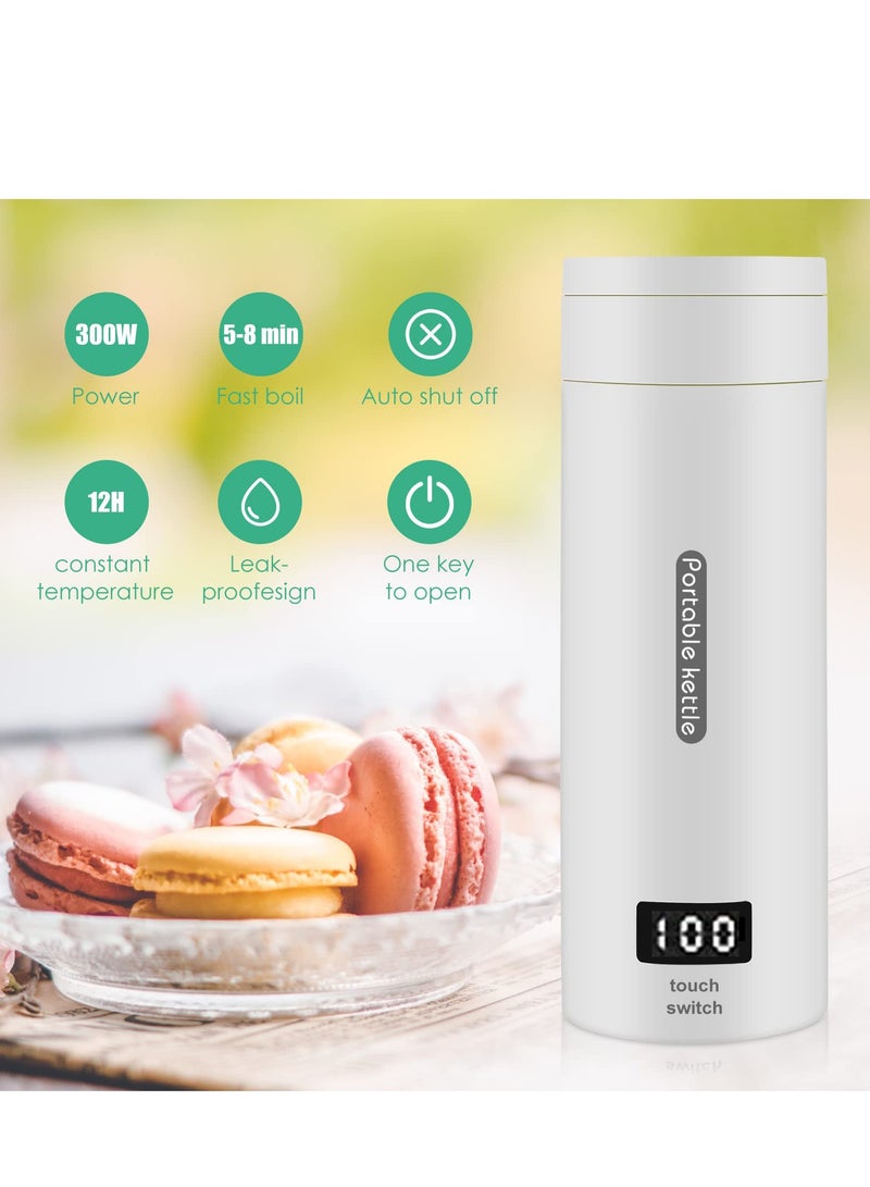 SYOSI Portable Small Electric Kettle,380ML Mini Travel Tea Kettle,Water Boiler with 4 Variable Presets,304 Stainless Steel with Auto Shut-off&Insulation Protection,BPA-Free - Image 2