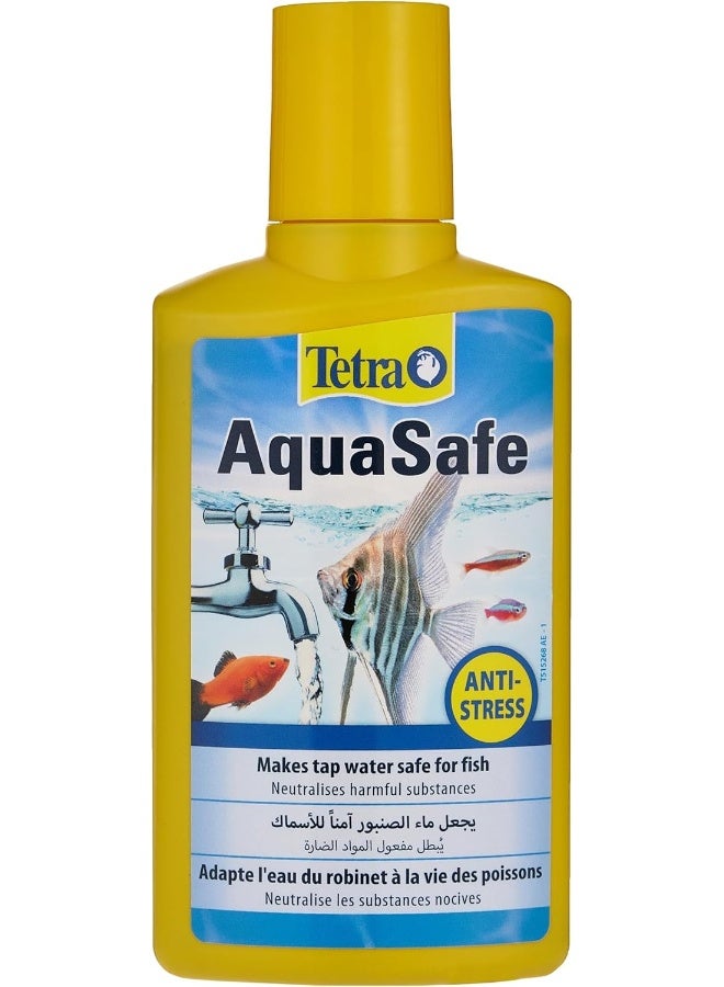 Tetra Tetra AquaSafe to Turn Tap Water into Safe and Healthy Water for Fish and Plants, 250 ml Yellow  - Image 1